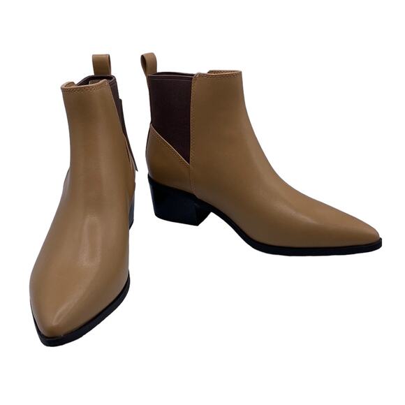 New A New Day Gwen Tan Faux Leather Pointed Toe Block Heel Ankle Boots Size 6.5 - Picture 1 of 8